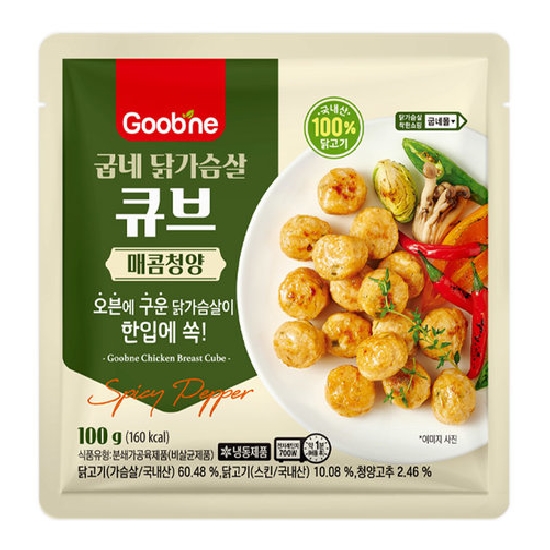 지앤건강생활 굽네 닭가슴살 큐브 매콤청양 100g (5개)