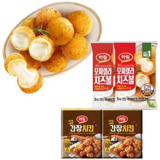 하림 모짜렐라 치즈볼 140g+하림 간장치킨 230g (2개)