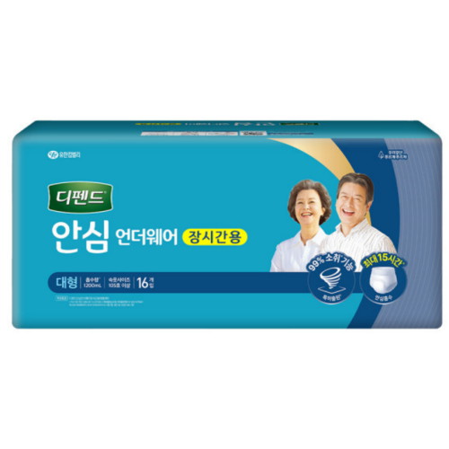 유한킴벌리 디펜드 안심 언더웨어 장시간용 대형 16개 (4팩(64개))