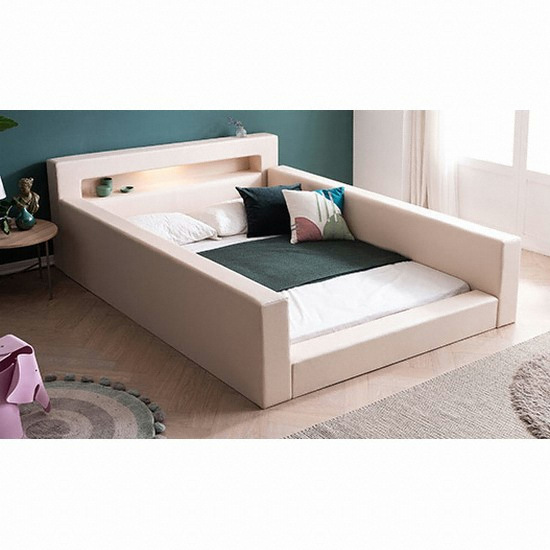 삼익가구 렉스 가드형 가죽 LED침대 Q (슬립웰7존독립)_이미지