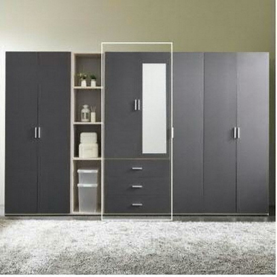 BIF보루네오 아르메 피닉스 거울옷장 3단서랍 선반형 (81cm)