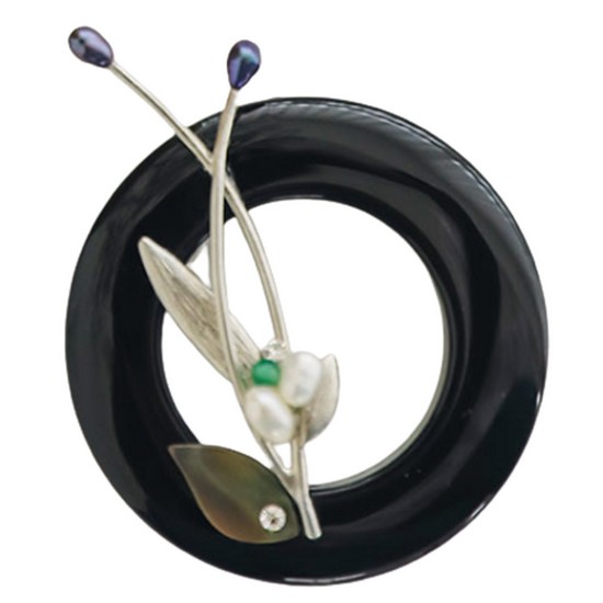 바이데이지 오닉스 브로치 사각 라운드 BB0295