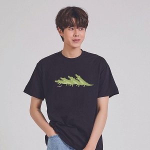키밍 악어 그래픽 캐쥬얼 반팔티 W7B2C1D_이미지