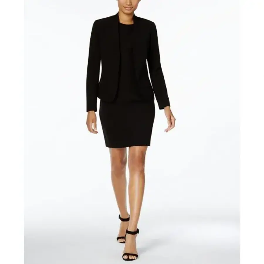 앤클라인 우먼 Missy Executive 컬렉션 Shawl-Collar Sleeveless Sheath 드레스 Suit Set 블..