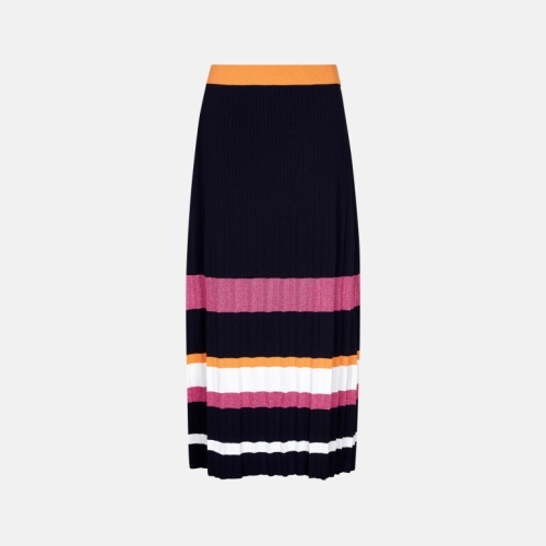 기비 플리츠 컬러 블록 니트 스커트 GY24M4FRK22