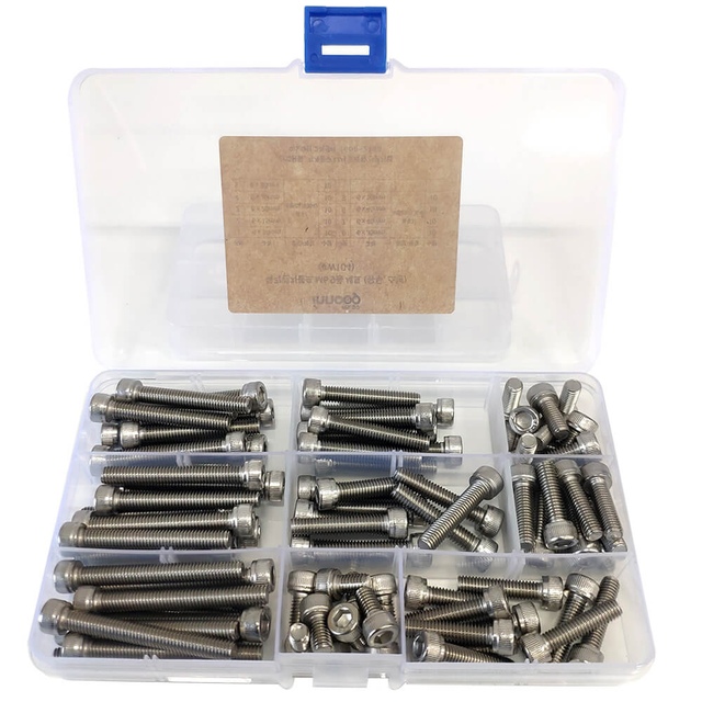 이노공구 육각렌치볼트 유두 스텐 9종 세트 M6 W104 (90pcs)