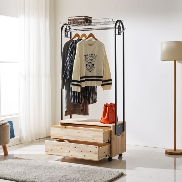 네오 케이모 2단 서랍 이동식 선반 행거 800