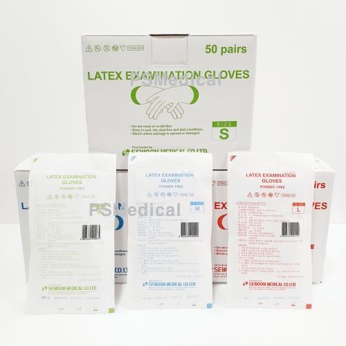 세운 멸균장갑 라텍스 글러브 파우더프리 수술 의료용장갑 진료용장갑 50조 100개_이미지