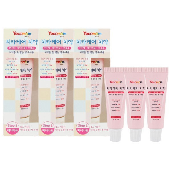 예꼬맘 치카케어 치약 1단계 60g + 미니치약 15g (3세트)_이미지
