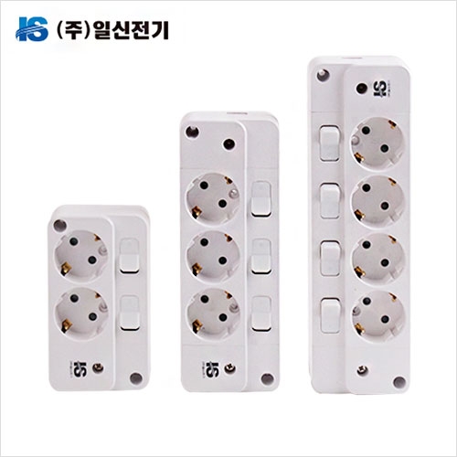일신 스위치 개별 노출콘센트 2구/3구/4구 16A 나사타입 3구 개별 노출콘센트 1개