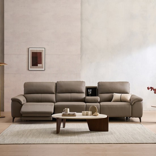 리바트 더 마제스 천연가죽 리클라이너 4인용 (홈바형)_이미지