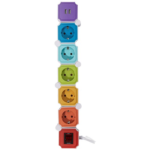 천하지엘씨 아이정 5구 16A USB 2포트 지그재그 통합 멀티탭 (3m)