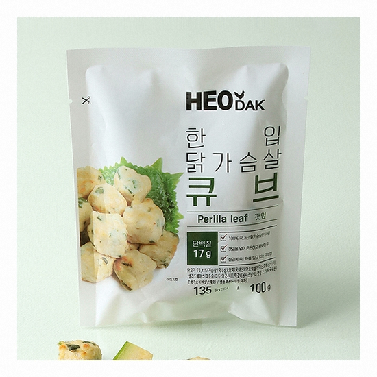 허닭 한입 닭가슴살 큐브 깻잎 100g (25개)