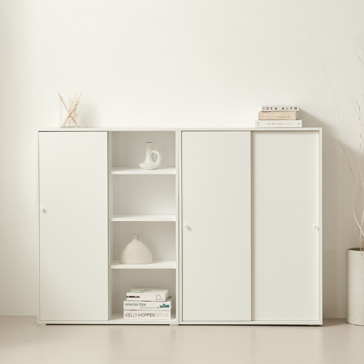 룸앤디 스르륵 4단 도어 일반형 슬라이딩 수납장 800_이미지