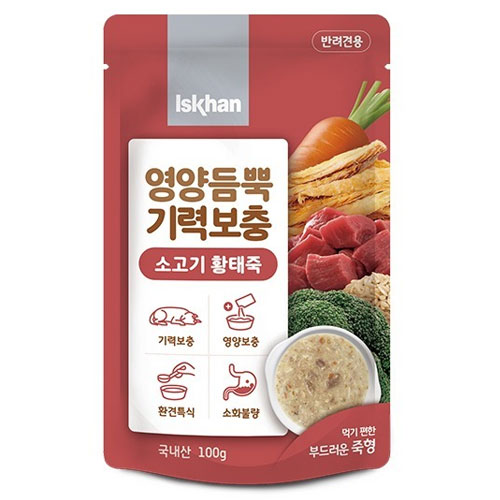 이즈칸 독 영양듬뿍 기력보충 소고기 황태죽 100g (12개)_이미지