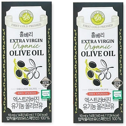 홀푸드코리아 홀베리 유기농 엑스트라버진 올리브유 140ml(10mlx14포) (2개)