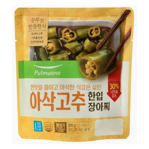 풀무원 반듯한식 아삭고추 한입장아찌 300g이미지입니다. 누르면 해당 게시물로 새창이동합니다.