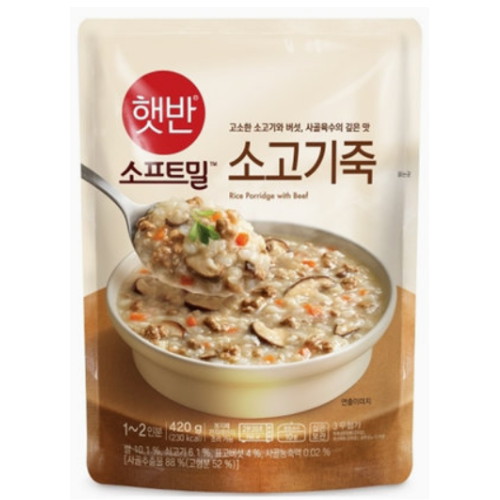 CJ제일제당 햇반 소프트밀 소고기죽 420g이미지입니다. 누르면 해당 게시물로 새창이동합니다.