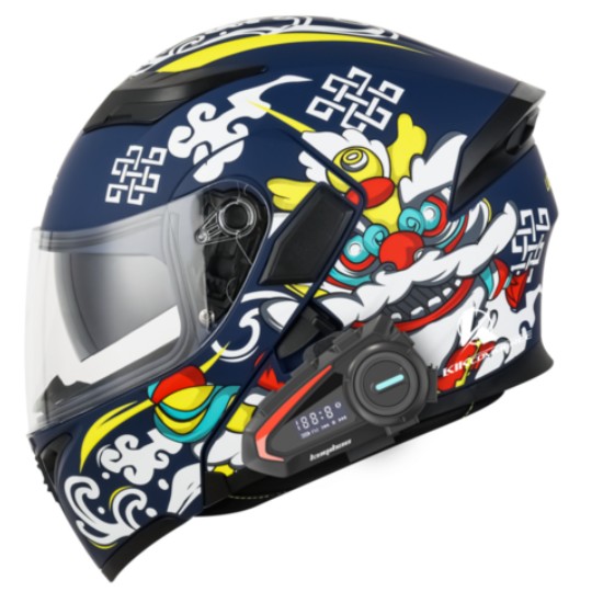 킥커머스 오픈페이스 블루투스 네이비해태 오토바이 헬멧