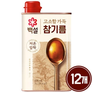 CJ제일제당 백설 고소함가득 참기름 500ml (12개)