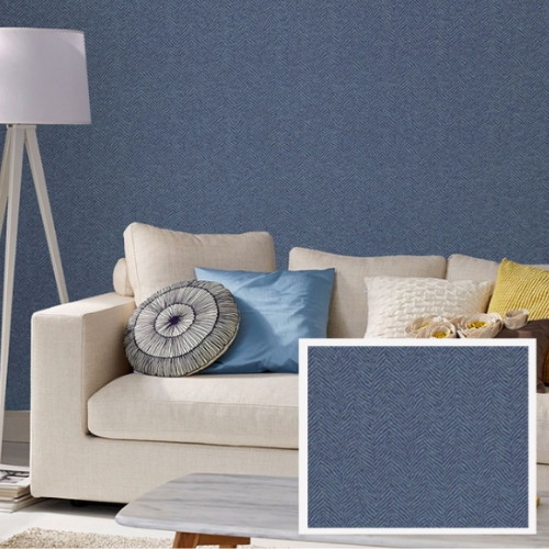 접착식 단열벽지 헤링본 딥블루