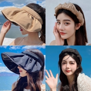 UV차단 돌돌이 썬캡 여름 여성모자 머리띠 햇빛가리개 WC0F4EC