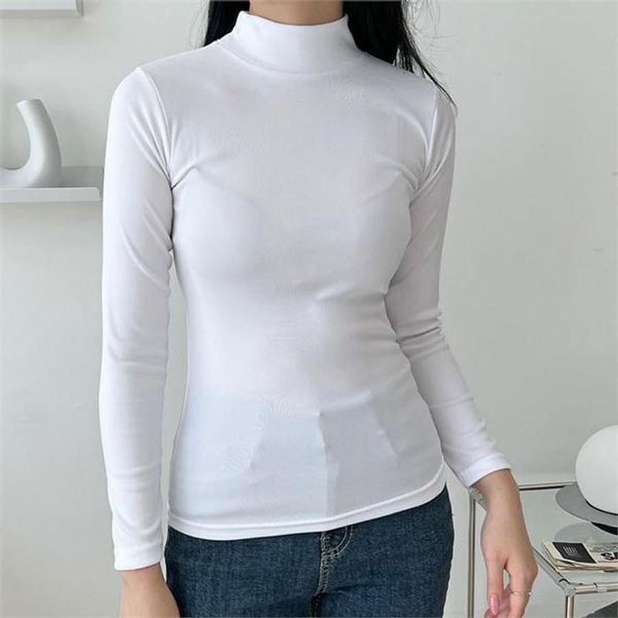 ONM 여자 면폴라 목티 기본 핏 하이넥 무지 쫀쫀 이너 S9367074