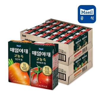매일유업 매일야채 고농축 <b>토마토</b>의 힘 125ml 12개 + 당근의 힘 125ml 12개