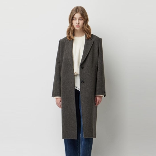 SISLEY 해커스 트윌 싱글 투버튼 롱 코트_SACT83561MW_이미지