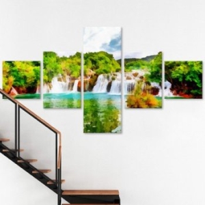 cw557-크로아티아숲속의폭포_그림_대형노프레임세트