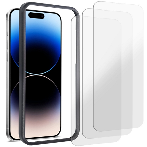 더조은셀러 아이폰14 프로 원스텝 싹부쳐 가이드 프레임 강화유리 보호필름 (액정 3매)_이미지