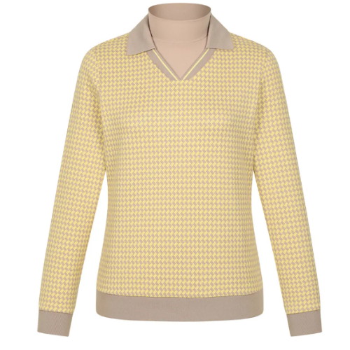 팬텀 하운드투스 패턴 반목 카라 긴팔티셔츠 221E3TH105_BG