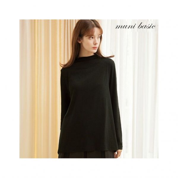 루시앙 무니베이직 울 블렌디드 기모 티블라우스 1종 블랙 502661_이미지
