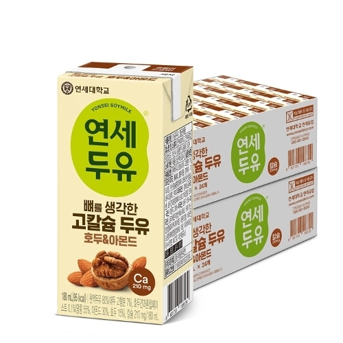 연세우유 연세두유 뼈를 생각한 고칼슘 두유 호두 아몬드 진득찰 180ml (48개)_이미지
