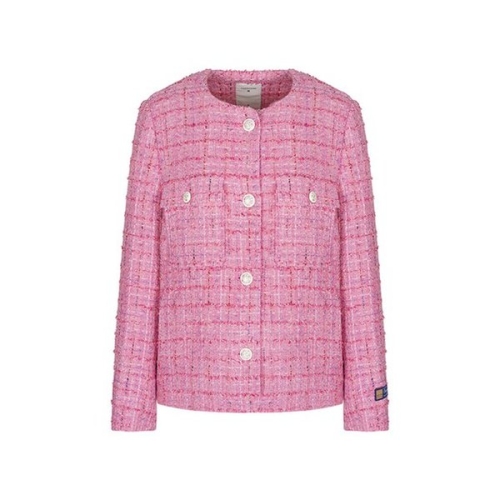 패션그룹형지 샤트렌 크루넥 프린지 숏 트위드 봄 재킷_HCESJK101