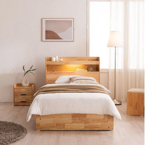 삼익가구 캠비 4단 수납 원목 LED침대 SS (매트별도)