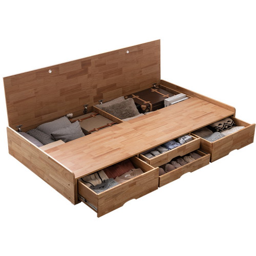 삼익가구 캠비 4단 수납 원목 LED침대 SS (매트별도)_이미지