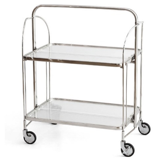 지엠퍼니처  마샬 투명 폴딩 2단 접이식 선반 이동식 트롤리