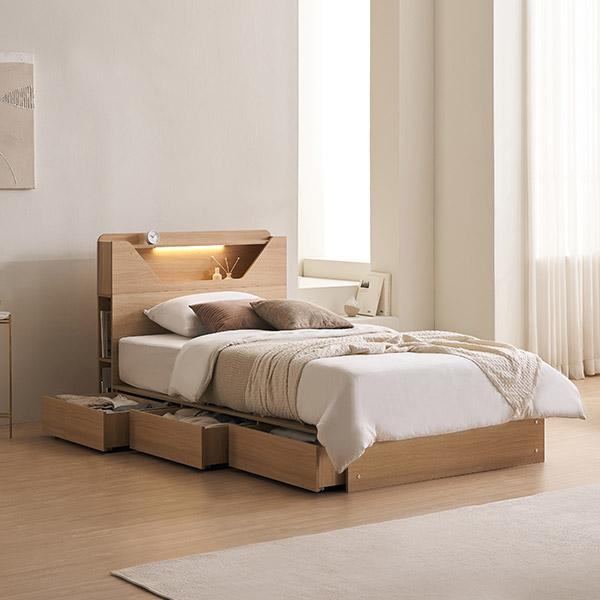 삼익가구 오버트 3단 수납 LED침대 SS (본넬스프링)