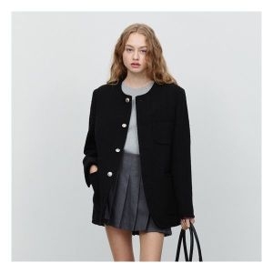 던스트 UNI OVERSIZED COLLARLESS TWEED JACKET BLACK_UDJA5A109BK 926445_이미지