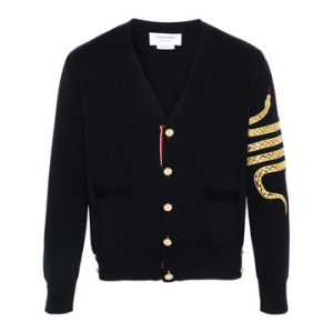 톰브라운 남성 루나 뉴 이어 4-바 브이넥 카디건_MKC570E-Y1051-415