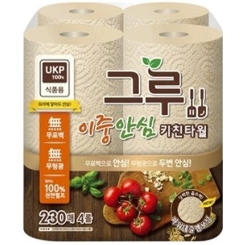 그루 이중안심 키친타월 230매 (4입)
