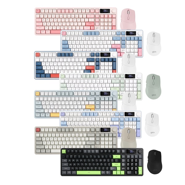 지클릭커 OFFICEPRO WMK50 사일런스 M LCD 98 무선 키보드 마우스 세트 (Poker Green)_이미지