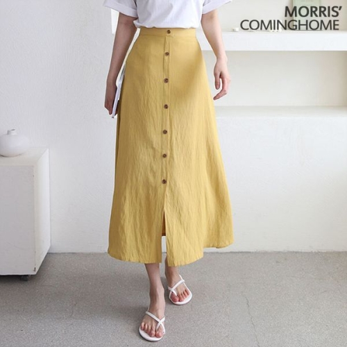 모리스커밍홈 프론트 버튼 후레아 롱 스커트_M2106SK086B