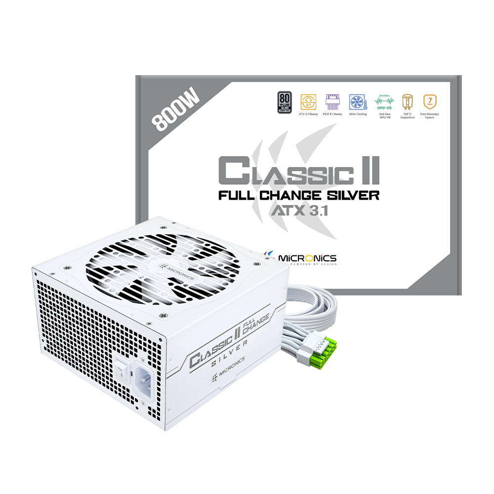마이크로닉스 Classic II 풀체인지 800W 80PLUS실버 ATX3.1 화이트이미지입니다. 누르면 해당 게시물로 새창이동합니다.