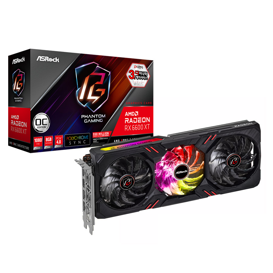 ASRock Phantom Gaming D �󵥿� RX 6600 XT OC D6 8GB ��ص���