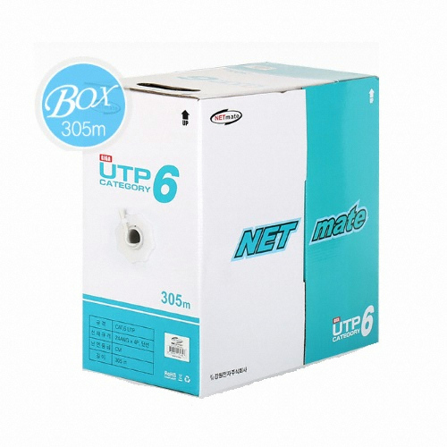 강원전자 NETmate CAT.6 UTP 제작형 랜케이블 박스 (NMC-UTP25T 옐로우, 305m)