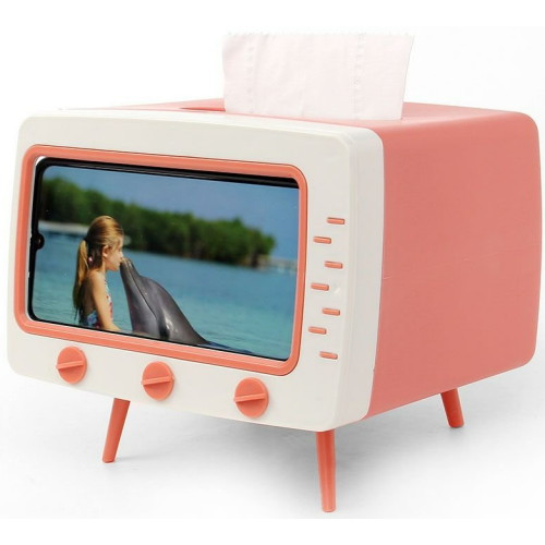 스마트폰 거치 티비 휴지케이스 핑크