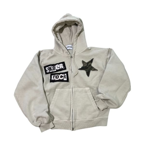 피그먼트 스케이터락 SK8ER ROCK 기모 Rock Star Napping Hood Zip-up beige 000-21165 20..