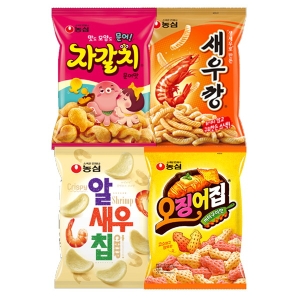 농심 새우깡 90g 2봉 + 오징어집 78g 2봉 + 자갈치 90g 2봉 + 알새우칩 68g 2봉